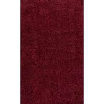 Haze Solid Low-pile Area Rug Dark Red